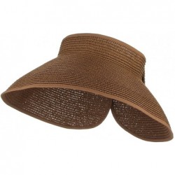 Sun Hats Women Foldable Wide Brim Straw Sun Visor Outdoor UV Proof Roll-up Open Top Hat - Coffee - CY18EIQEQCI $17.55