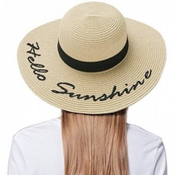 Sun Hats Floppy Beach Straw Hat Women Sun Hats Wide Brim Embroidered UPF50+ - A2-straw Yellow - CH196WTT9H4 $30.87