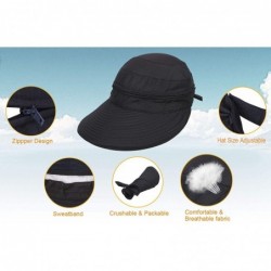 Sun Hats Hats for Women UPF 50+ UV Sun Protective Convertible Beach Visor Hat - A_black - C512GYJEW7J $28.67
