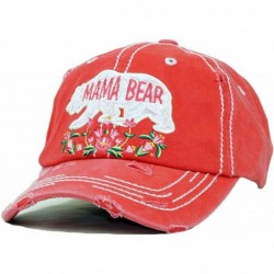 Baseball Caps Vintage Ball Caps for Women Mama Bear Dog Mom Washed Cap - Mama Bear- Coral - C118ZYC9UZ2 $33.16