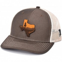 Baseball Caps 'The Texas Cowboy' Leather Patch Hat Curved Trucker - Brown/Khaki - C418IGQ2XT8 $54.37