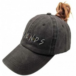 Baseball Caps Women's Friends Ponytail Baseball Caps Distressed Vintage Washed Dad Hat - CH18AHG297G $20.77