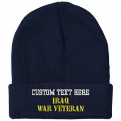 Skullies & Beanies Custom Beanie for Men & Women Iraq War Veteran Embroidery Acrylic Skull Cap Hat - Navy - CX18ZWOLGQS $25.86