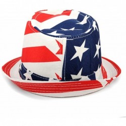 Fedoras Men's Fedora 4th of July Hat with Stars and Stripes Original American Hat - American Flag - C618DUALM3M $27.85