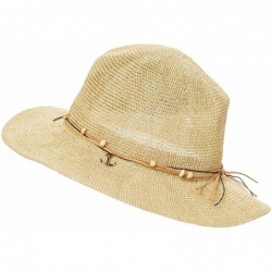 Sun Hats Lightweight Beach Panama Wooden Beads & Anchors Short Brim Summer Sun Hat - Sandy Tan - C918CTR0EMA $34.56