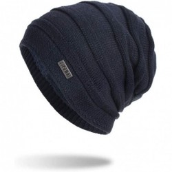 Skullies & Beanies Unisex Knit Cap Hedging Head Hat Beanie Cap Warm Outdoor Fashion Hat - Navy - C018LY48C9Y $22.73