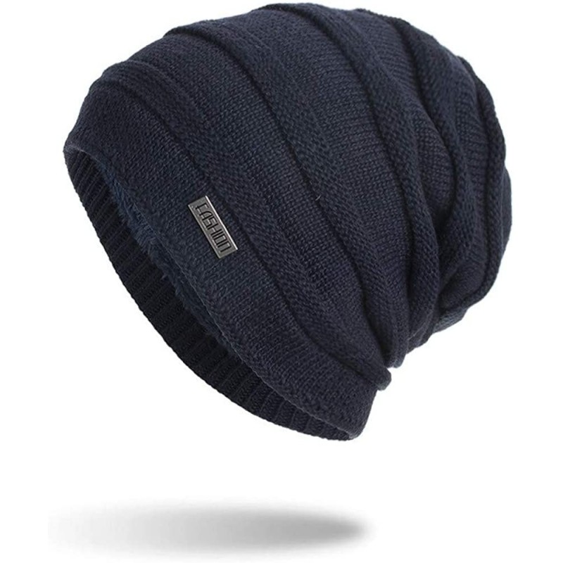Skullies & Beanies Unisex Knit Cap Hedging Head Hat Beanie Cap Warm Outdoor Fashion Hat - Navy - C018LY48C9Y $26.62