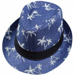 Berets Womens Sun Hat Floppy Foldable Ladies Women Maple Leaf Straw Beach Summer Hat Cap - Blue - CU18IQ7IGCH $12.15