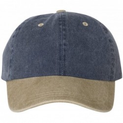 Baseball Caps Pigment Dyed Cotton Twill Cap - Navy/Khaki - C21889RKSR5 $13.37