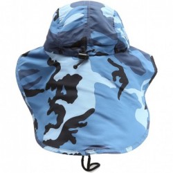 Sun Hats Outdoor Sun Protection Hunting Hiking Fishing Cap Wide Brim hat with Neck Flap - Blue Sky Camo - CC18G7Z0HKI $28.23