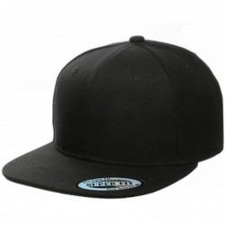 Baseball Caps Blank Adjustable Flat Bill Plain Snapback Hats Caps - Black - C4188T66HOU $17.72