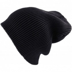 Skullies & Beanies Corduroy Slouchy Knit Beanie Warm Winter Skater Ski Hip-hop Hat - Navy - CH11QCY0NDJ $21.61