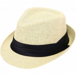 Fedoras Women/Men's Summer Short Brim Straw Fedora Sun Hat - 7natural - C918DWX9K4E $18.29