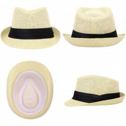 Fedoras Women/Men's Summer Short Brim Straw Fedora Sun Hat - 7natural - C918DWX9K4E $31.92