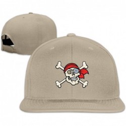 Sun Hats Funny Pirate Skull Crossbones Snapback Hip Hop Flat Bill Baseball Caps for Men Women - Natural - CZ1874NGLKH $16.35