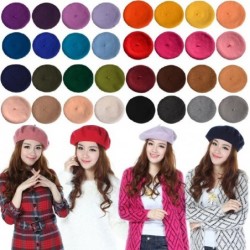 Berets Women Ladies Solid Painters Color Classic French Fashion Wool Bowler Beret Hat - White - CY12O0OPFTD $16.53