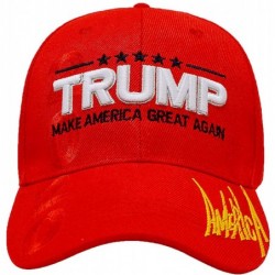 Baseball Caps Trump 2020 Keep America Great 3D Embroidery American Flag Baseball Cap - 013 Red - CB18O22QMQC $25.65