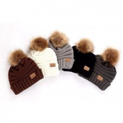 Skullies & Beanies Unisex Men Women Baggy Warm Crochet Winter Wool Knit Ski Caps Skull Beanie Slouchy Hat with Pom Pom - C718...
