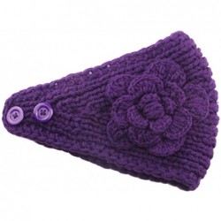Skullies & Beanies Women's Fashion Crochet Flowers Headband Knitted Hat Cap Headwrap Bands - Purple - CD187IMNWY8 $22.72