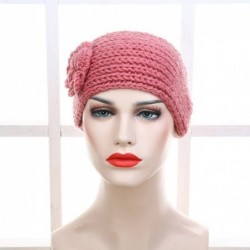 Skullies & Beanies Women's Fashion Crochet Flowers Headband Knitted Hat Cap Headwrap Bands - Purple - CD187IMNWY8 $21.93