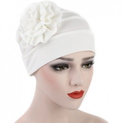 Skullies & Beanies Floral Muslim Hijab Cap Solid Color Stretch Chemo Turban Hat Women's Head Scarf - CG1868C3USI $12.35