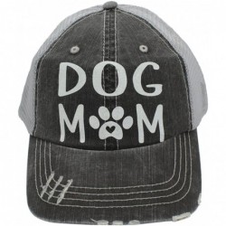 Baseball Caps Dog Mom Paw Print Heart Women Trucker Cap Hat White Glitter - CO185UKIWID $47.62