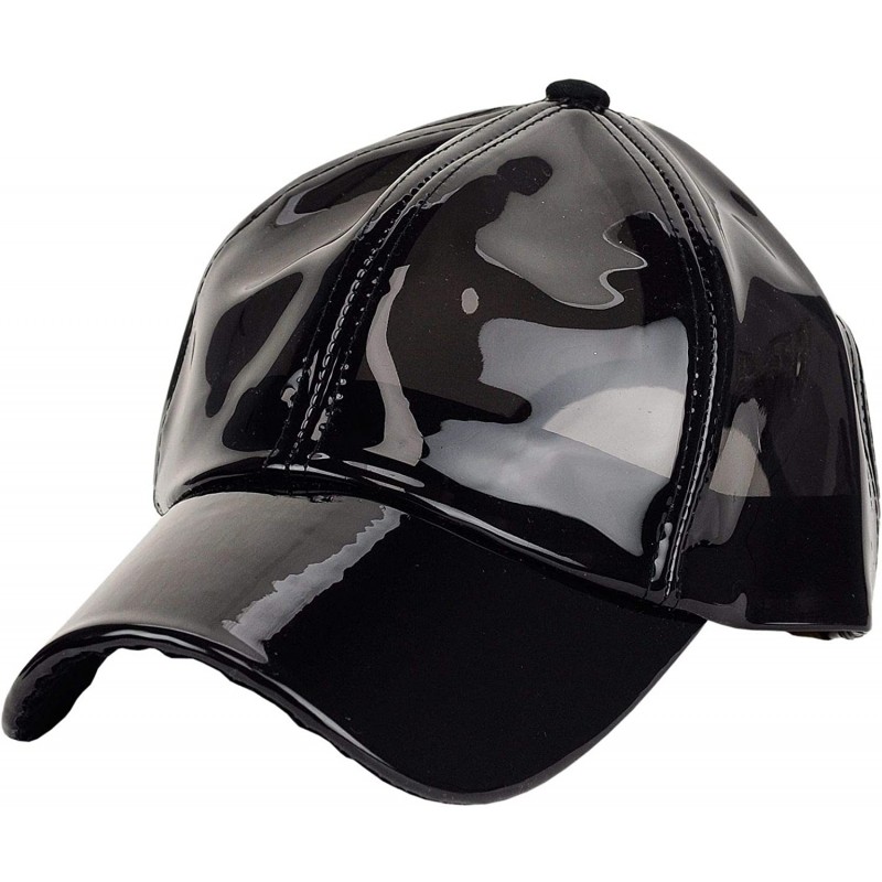 Baseball Caps Womens Transparent Waterproof PVC Rain Baseball Cap - Black - CN18R6K9Z3S $18.35