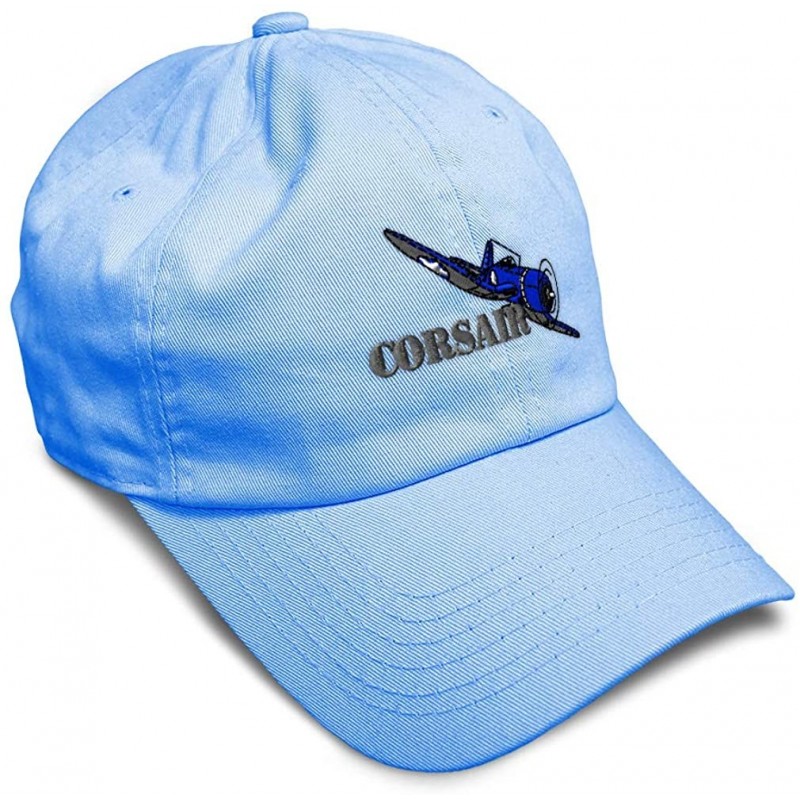 Baseball Caps Custom Soft Baseball Cap Corsair Aircraft Name Embroidery Twill Cotton - Light Blue - C218ZO3N6LD $31.01