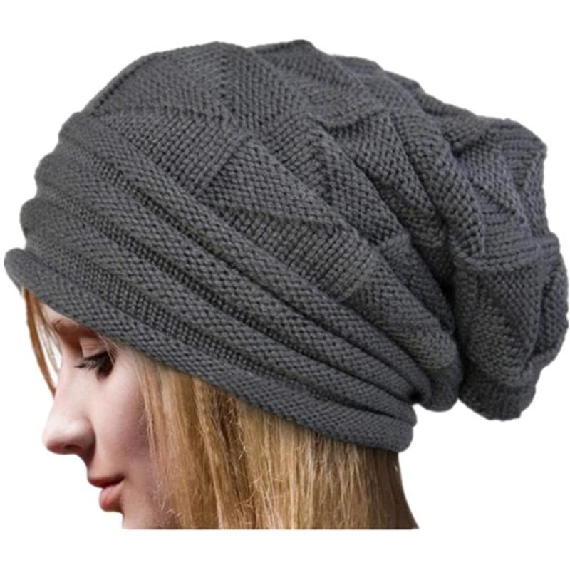 Skullies & Beanies Women Winter Crochet Hat Wool Knit Beanie Warm Caps - Gray - CV18I0DA985 $19.19