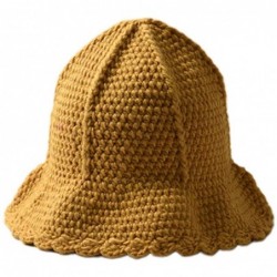 Bucket Hats Christmas Hats for Women- Women Handmade Chunky Crochet Bucket Cap Braided Wavy Brim Knitted Fisherman Hat - CU19...