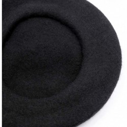 Berets Woman French 100% Wool Beret Solid Color Artist Hat Womens Winter Beanie Cap Hat - Black - CN18IM3MAYW $23.15