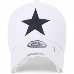 Baseball Caps Star Embroidery tri-Tone Trucker Hat Adjustable Cotton Baseball Cap - White Mesh - CL18C3RS9R8 $35.05