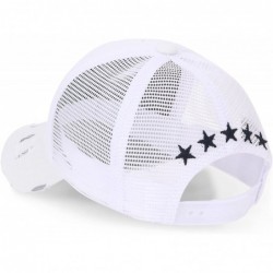 Baseball Caps Star Embroidery tri-Tone Trucker Hat Adjustable Cotton Baseball Cap - White Mesh - CL18C3RS9R8 $35.05