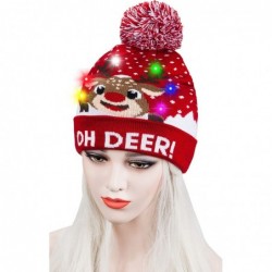 Skullies & Beanies LED Christmas Hat Light Up Beanie Knitted Sweater Holiday Cap Xmas - Beanie-a - CL18A2LU5ED $13.25