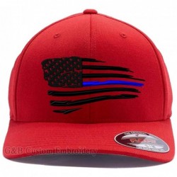 Baseball Caps Waving Flag Embroidered Flexfit Combed - Red - CY189YQURT6 $48.88