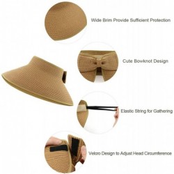 Sun Hats Sun Visors for Womens Summer Straw Visor Hat Wide Brim Beach Sun Hat Bowknot Straw Hats - E Coffee Stripe - CO198S0I...