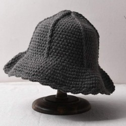 Bucket Hats Christmas Hats for Women- Women Handmade Chunky Crochet Bucket Cap Braided Wavy Brim Knitted Fisherman Hat - CU19...