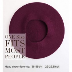 Berets Women Beret Hat French Wool Beret Beanie Cap Classic Solid Color Autumn Winter Hats - Wine Red - CM18H0ZM2GZ $22.80