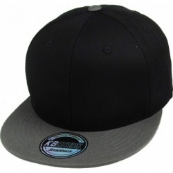 Baseball Caps Classic Snapback Hat Blank Cap - Cotton & Wool Blend Flat Visor - (1.2) Black Dark Gray - CO11JEE2Y45 $22.59