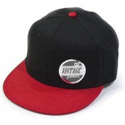 Baseball Caps Premium Plain Cotton Twill Adjustable Flat Bill Snapback Hats Baseball Caps - Red/Black - CW1258RLE83 $23.28