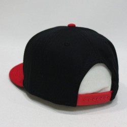 Baseball Caps Premium Plain Cotton Twill Adjustable Flat Bill Snapback Hats Baseball Caps - Red/Black - CW1258RLE83 $16.45