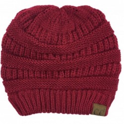 Skullies & Beanies Soft Stretch Chunky Cable Knit Slouchy Beanie Hat - Burgundy - C512O36SOCE $17.25
