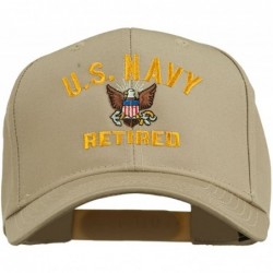 Baseball Caps US Navy Retired Military Embroidered Cap - Khaki - CN11USNFXMB $48.55