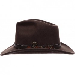 Fedoras Men's Premium Wool Outback Fedora with Faux Leather Band Hat with Socks. - He58-brown - CM12MYM2LL8 $62.62