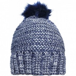 Skullies & Beanies Women Metallic Look Faux Fur Pom Pom Winter Beanie Hat - Blue - C518733QCRI $18.87