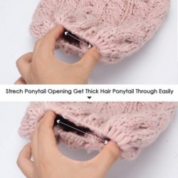 Skullies & Beanies Women Hat Knit Skull Beanie Winter Outdoor Runner Messy Bun Ponytail Cap - 04-pink - CK18HANCDK7 $16.65
