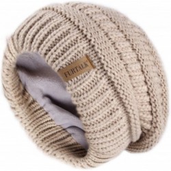 Skullies & Beanies Winter Beanie for Women Fleece Lined Warm Knit Skull Slouch Beanie Hat - 14-smoke Gray - CN18US668O6 $28.48