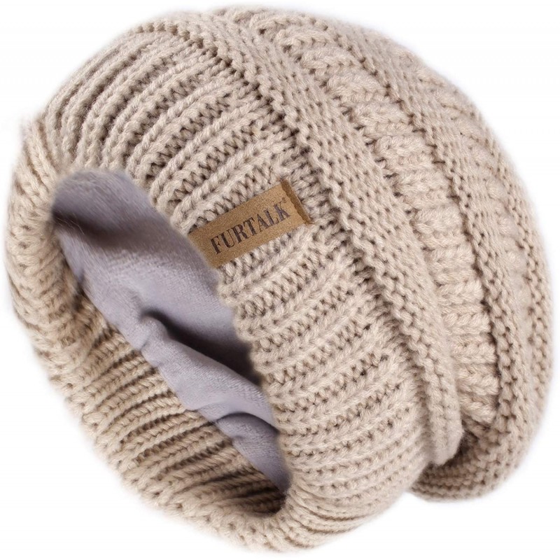 Skullies & Beanies Winter Beanie for Women Fleece Lined Warm Knit Skull Slouch Beanie Hat - 14-smoke Gray - CN18US668O6 $21.91