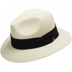 Fedoras Monte Cristo Straw Fedora Panama Hat - Ivory Straw With Black Hatband - C811X5HVH9F $90.23