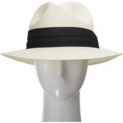 Fedoras Monte Cristo Straw Fedora Panama Hat - Ivory Straw With Black Hatband - C811X5HVH9F $68.57